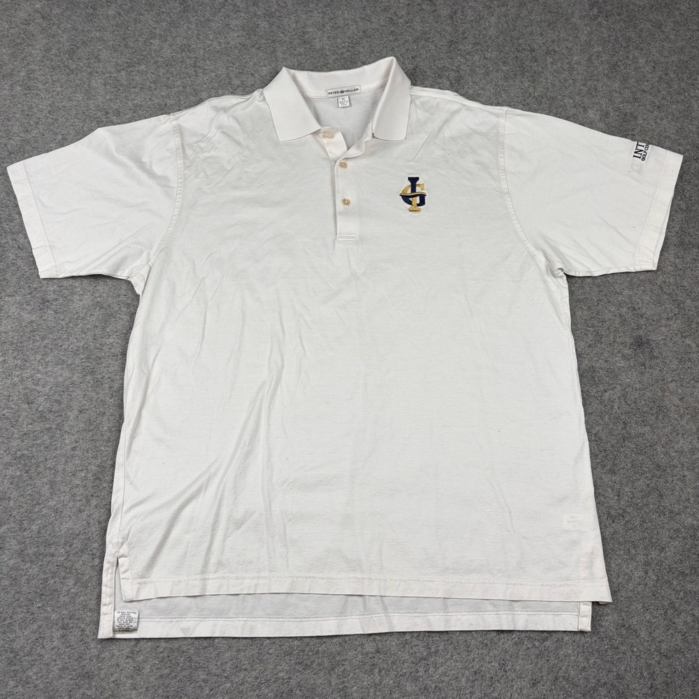 Peter Millar‎ Polo Shirt Mens XL White Integrity Golf Course Construction Cotton